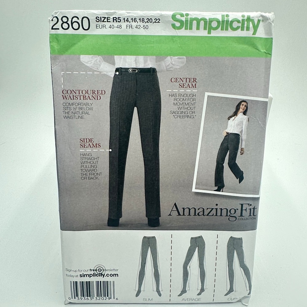 Simplicity 2860 Sewing Pattern Misses Petite Pants R5 14-22 Uncut Factory Folded